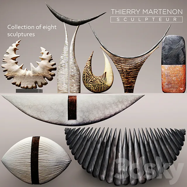 Sculpture Collection Thierry Martenon 8 pcs. figurine. carving. abstraction. modern art. art 3DModel
