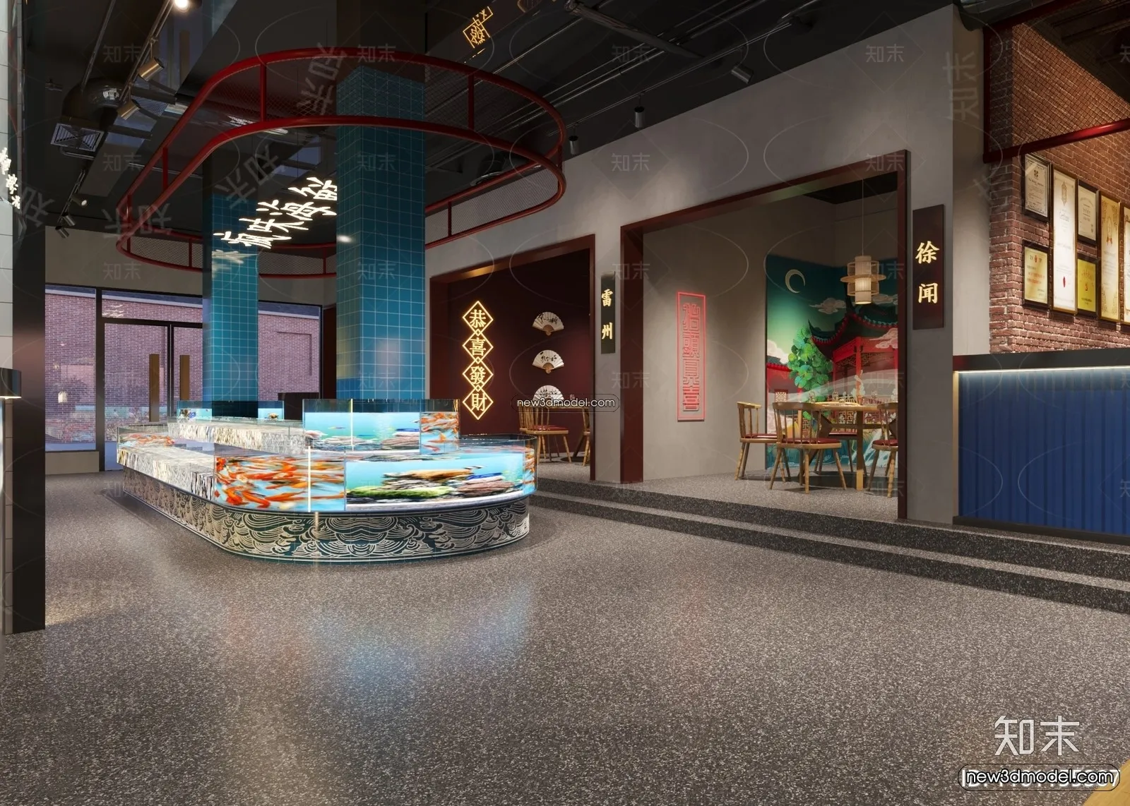 Seafood Restaurant 3D Scene - 3D Blocks - 005