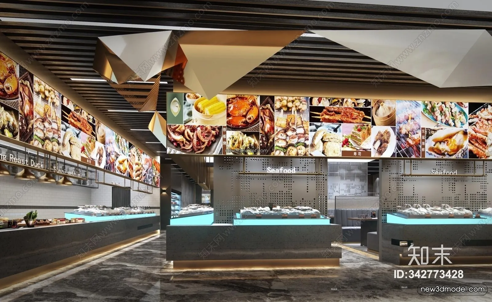 Seafood Restaurant 3D Scene - 3D Blocks - 006