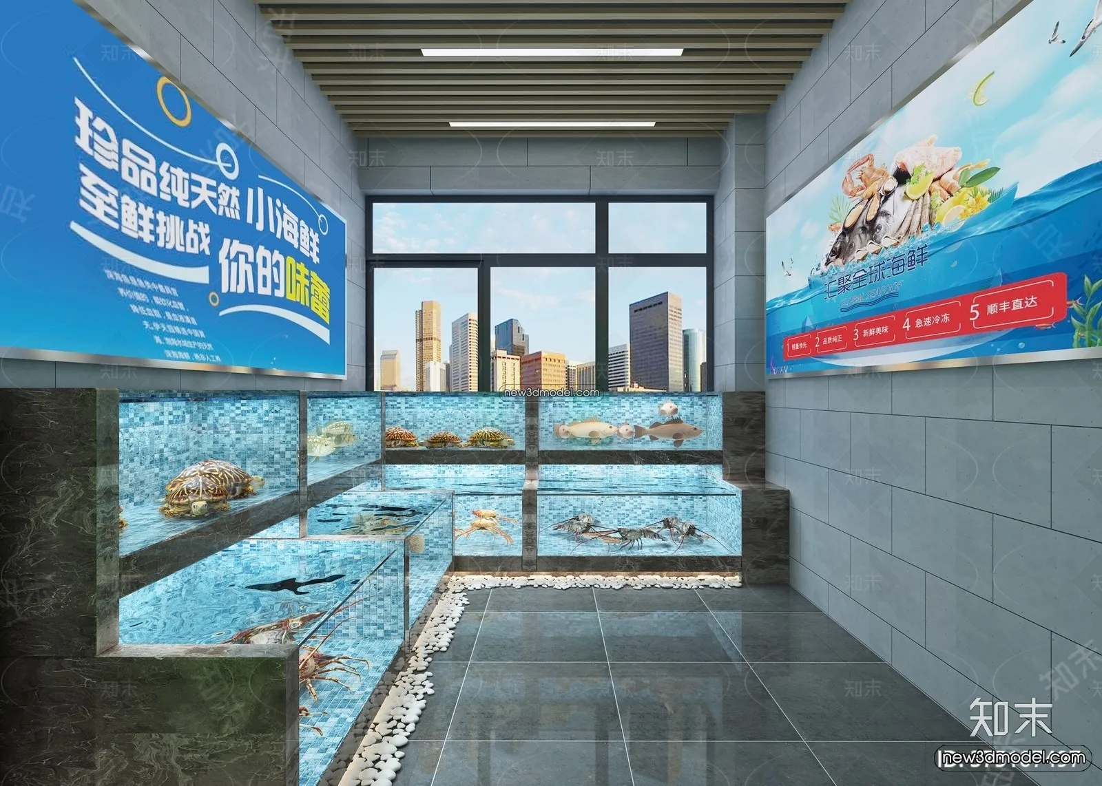 Seafood Restaurant 3D Scene - 3D Blocks - 007