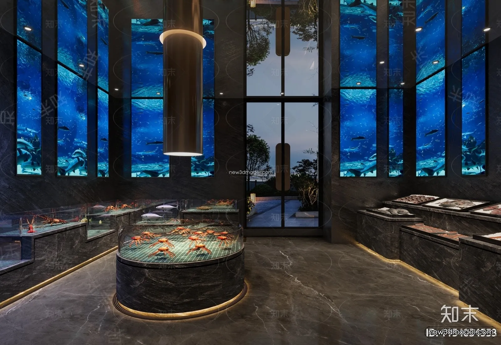 Seafood Restaurant 3D Scene - 3D Blocks - 008