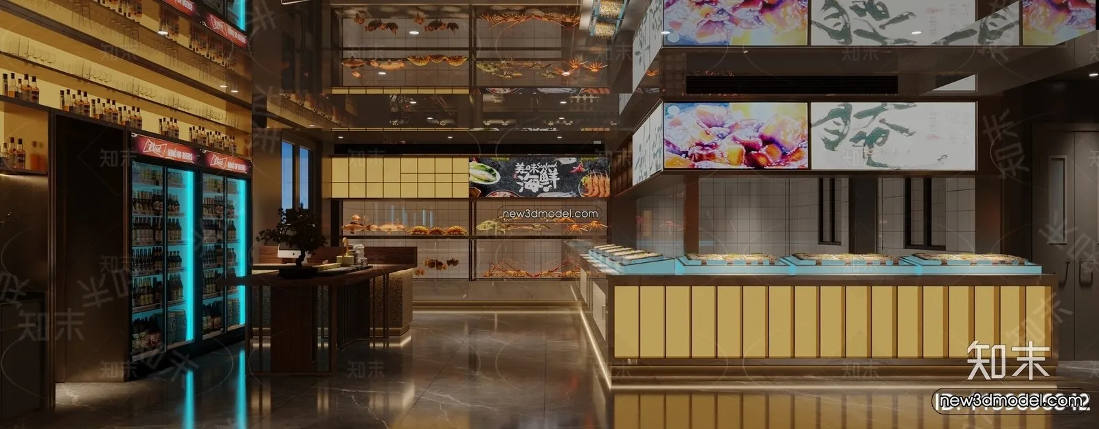 Seafood Restaurant 3D Scene - 3D Blocks - 009