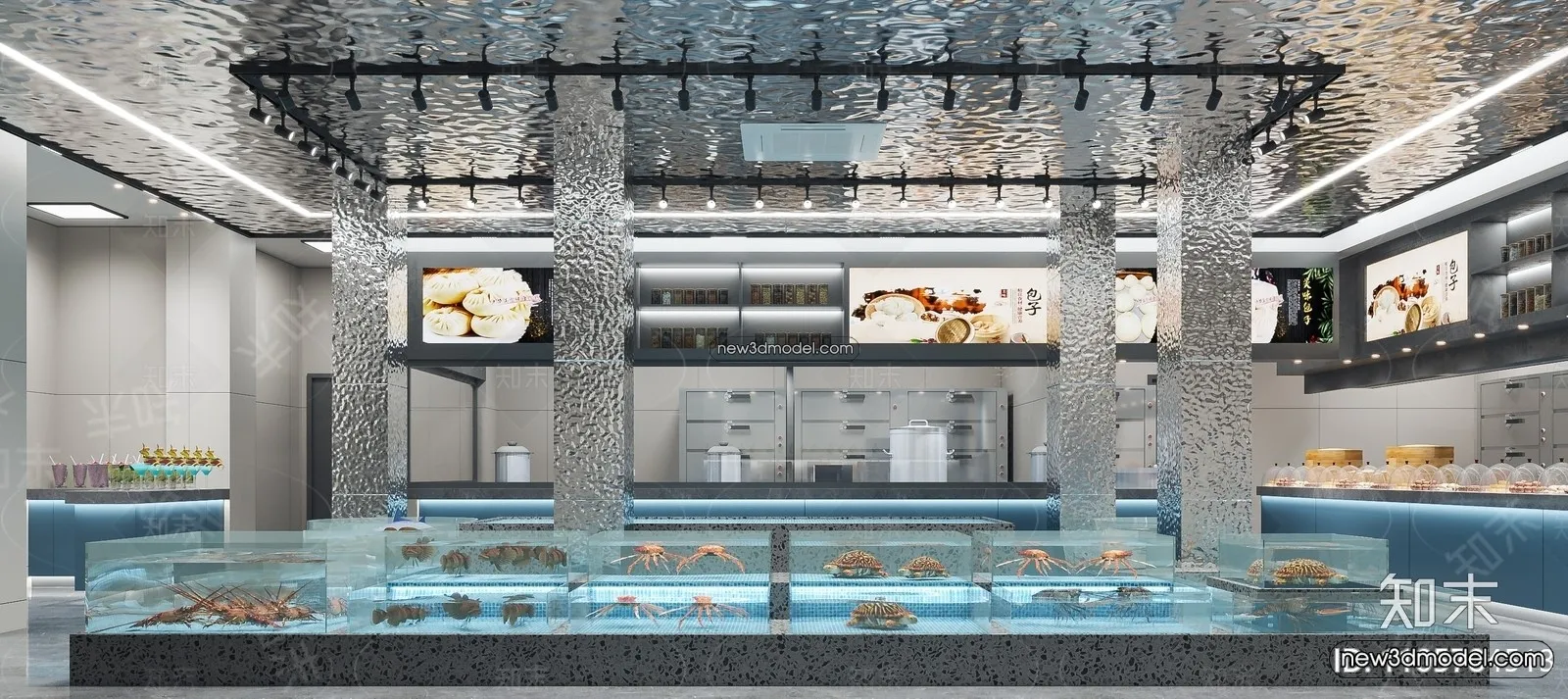 Seafood Restaurant 3D Scene - 3D Blocks - 011