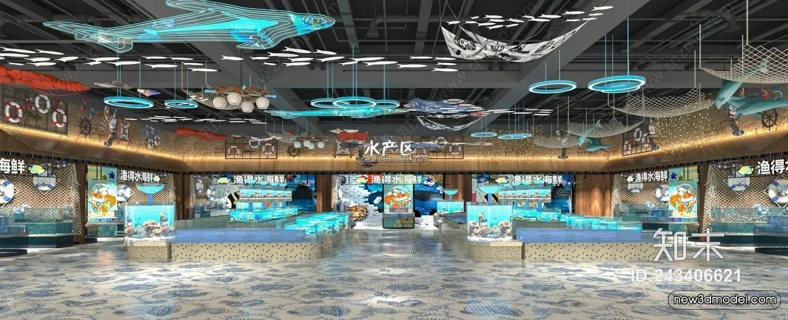 Seafood Restaurant 3D Scene - 3D Blocks - 012