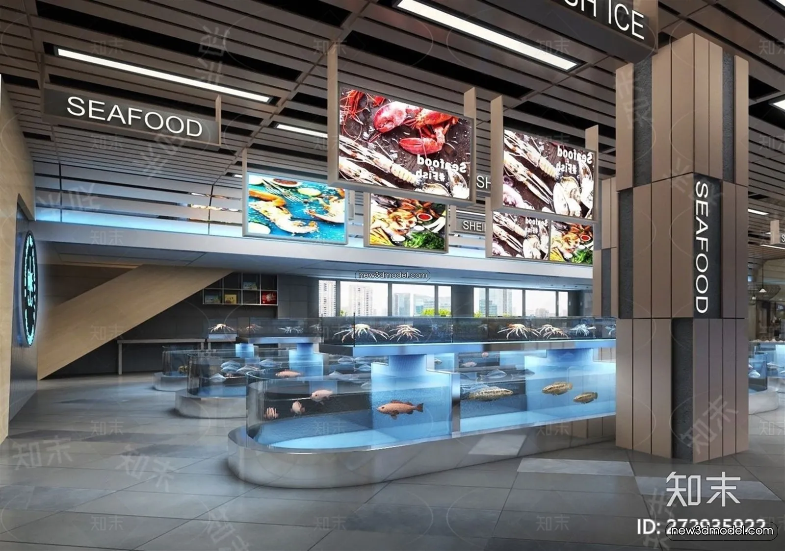 Seafood Restaurant 3D Scene - 3D Blocks - 015