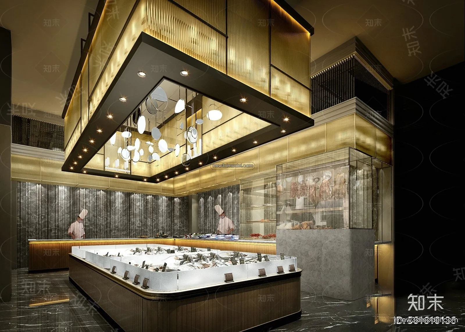 Seafood Restaurant 3D Scene - 3D Blocks - 023