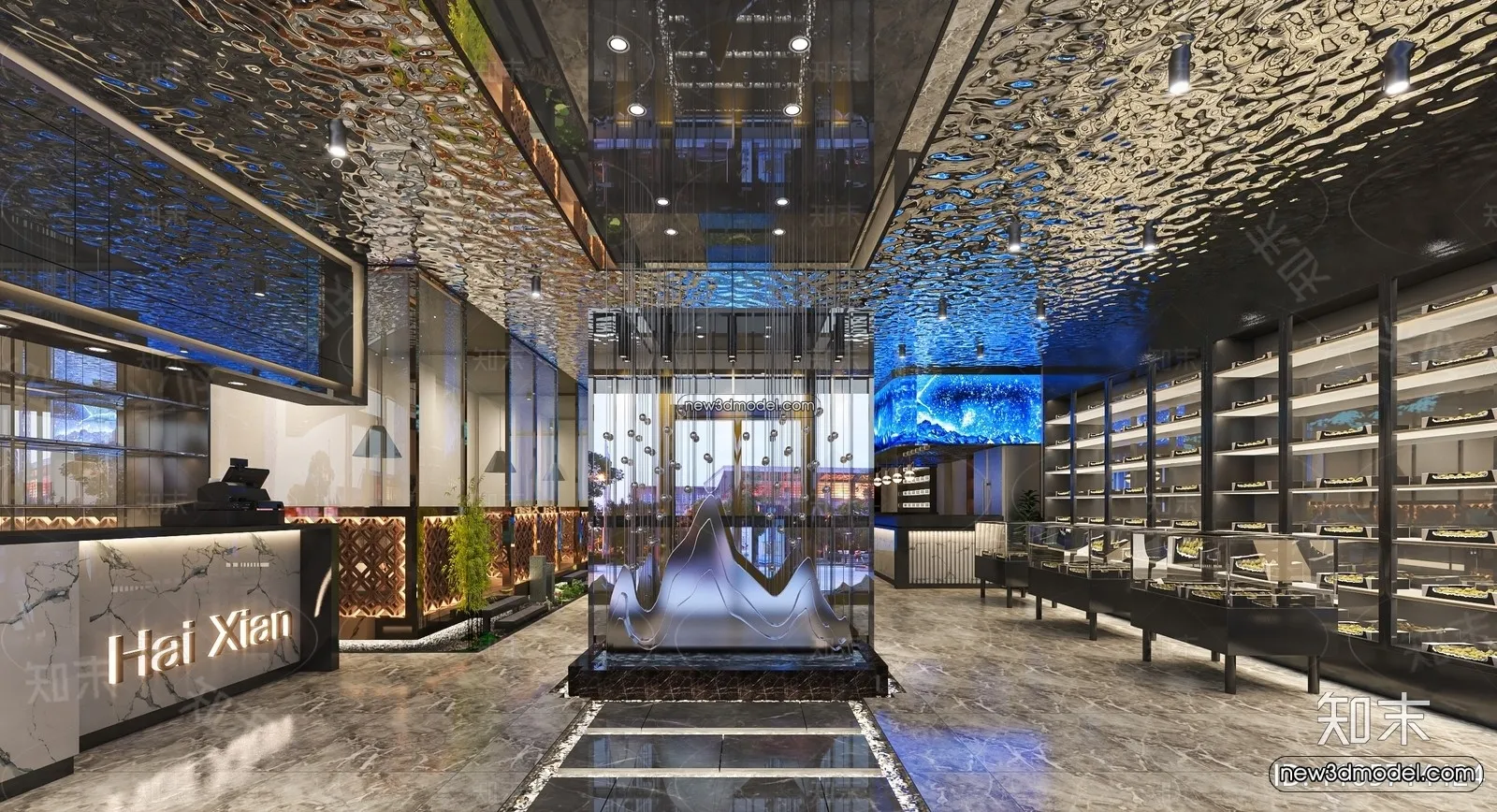 Seafood Restaurant 3D Scene - 3D Blocks - 024