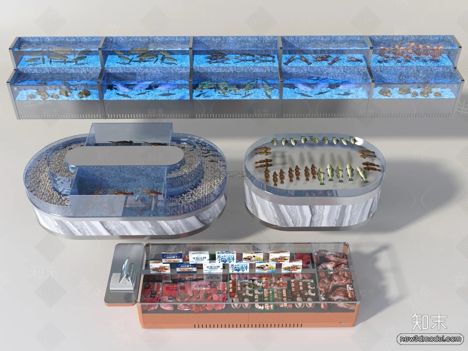 Seafood Restaurant 3D Scene - 3D Blocks - 029