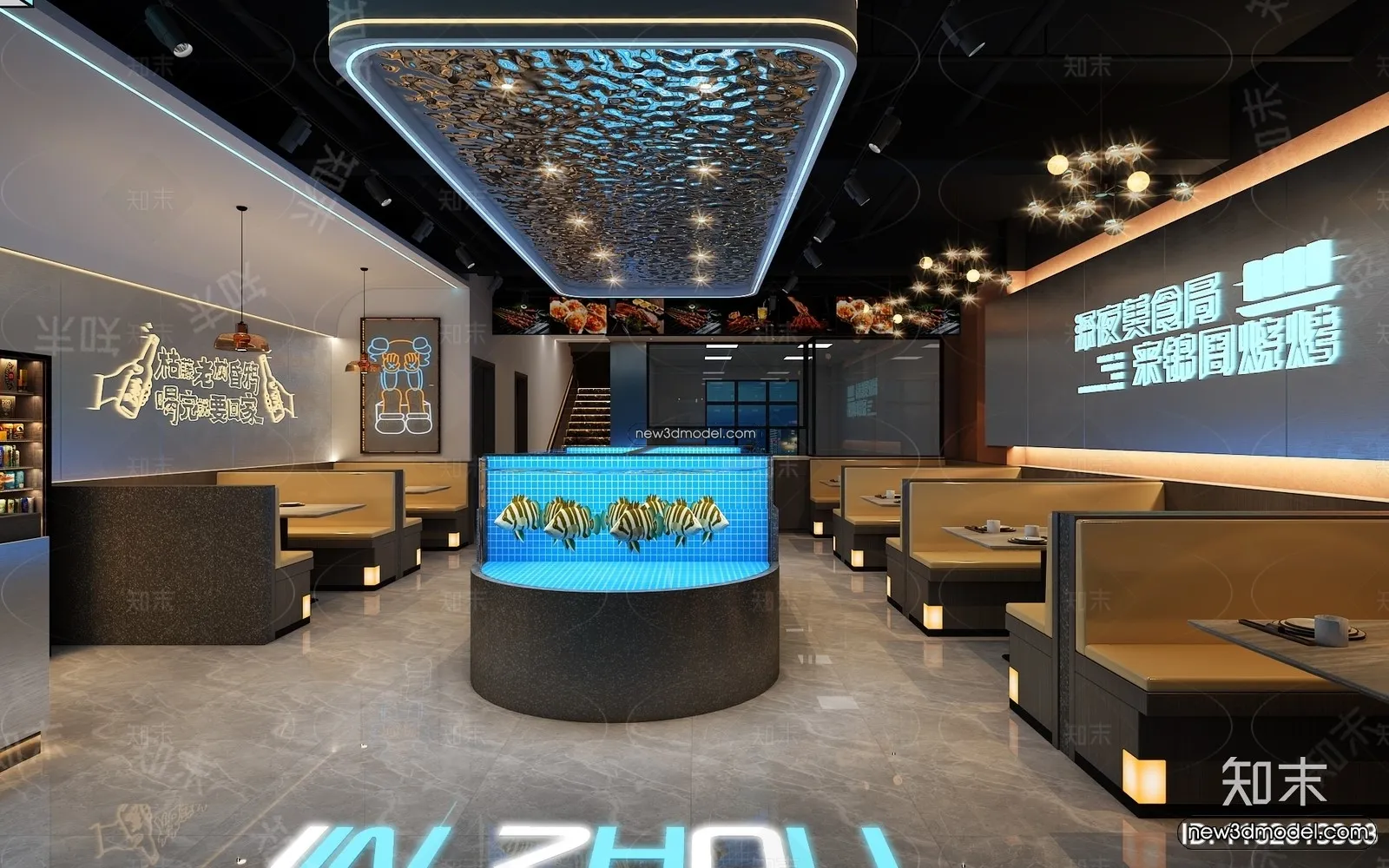 Seafood Restaurant 3D Scene - 3D Blocks - 031