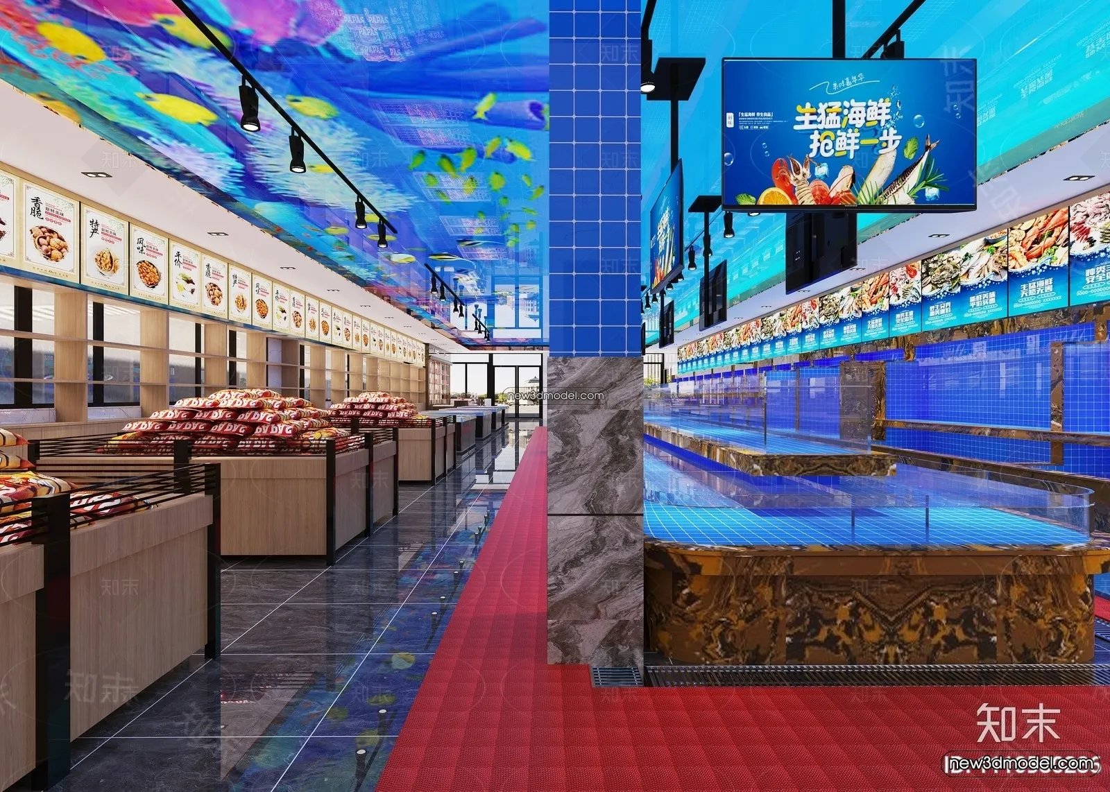 Seafood Restaurant 3D Scene - 3D Blocks - 033