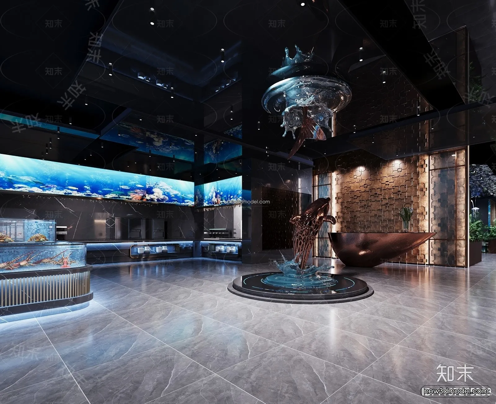 Seafood Restaurant 3D Scene - 3D Blocks - 035