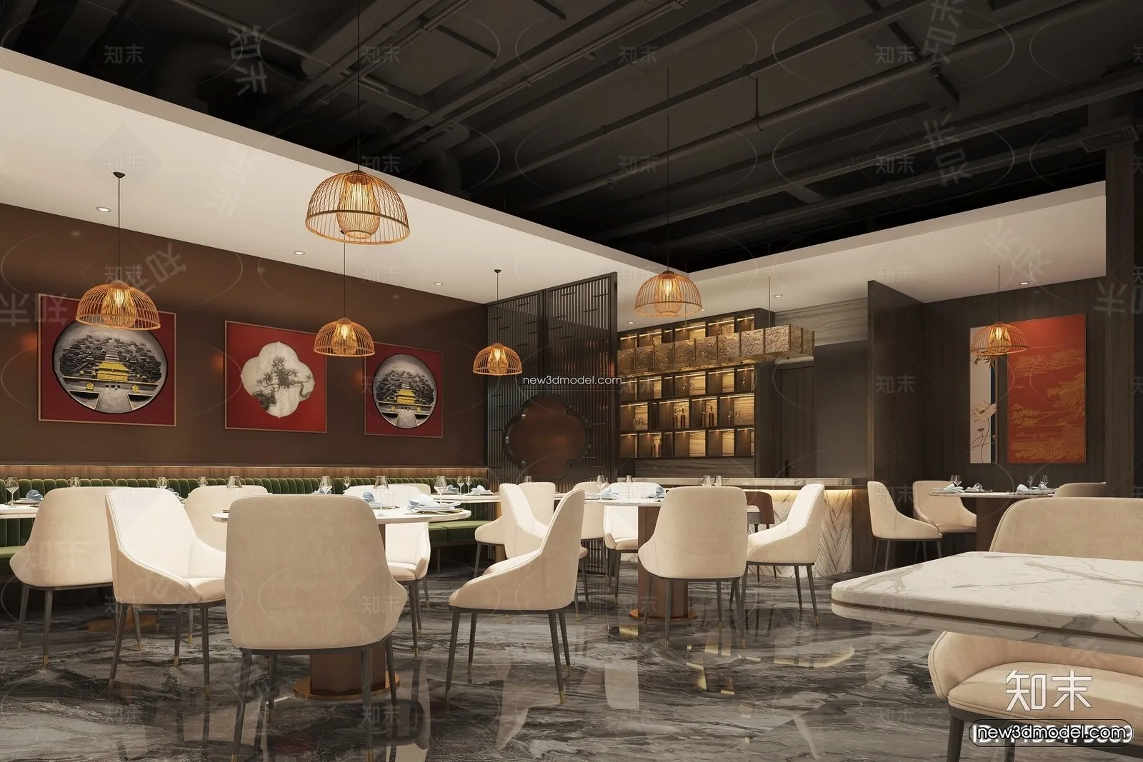 Seafood Restaurant 3D Scene - 3D Blocks - 037