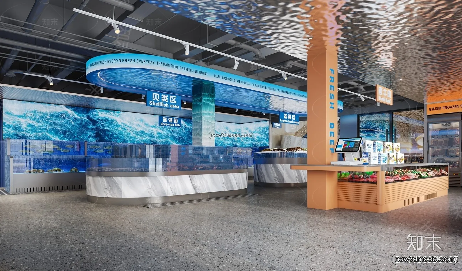 Seafood Restaurant 3D Scene - 3D Blocks - 039