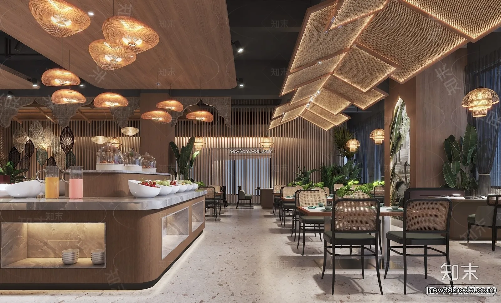 Seafood Restaurant 3D Scene - 3D Blocks - 049