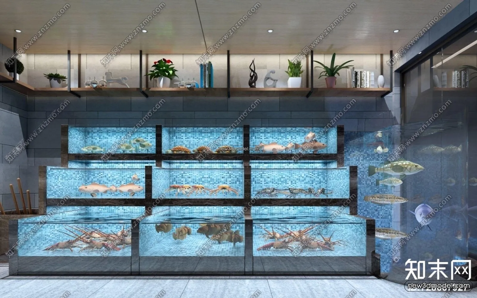 Seafood Restaurant 3D Scene - 3D Blocks - 050