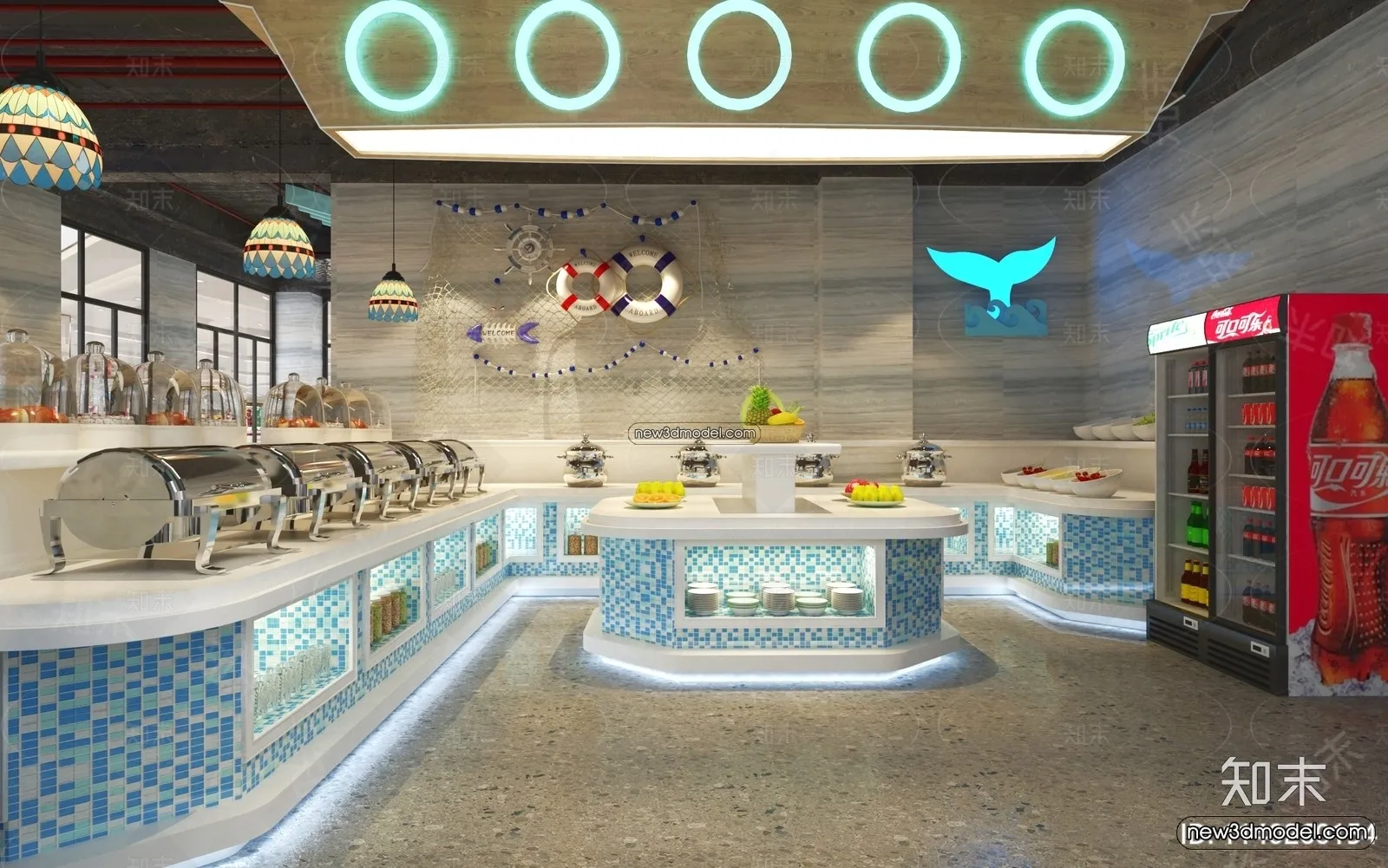 Seafood Restaurant 3D Scene - 3D Blocks - 054