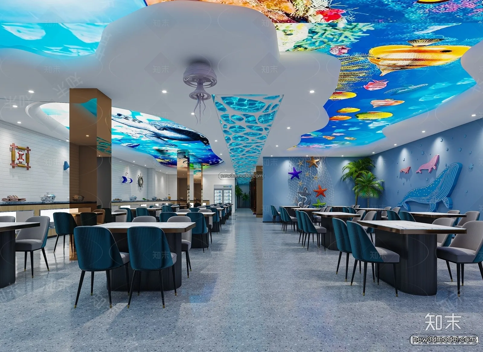 Seafood Restaurant 3D Scene - 3D Blocks - 058