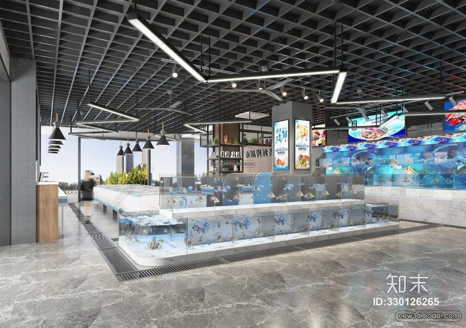 Seafood Restaurant 3D Scene - 3D Blocks - 060