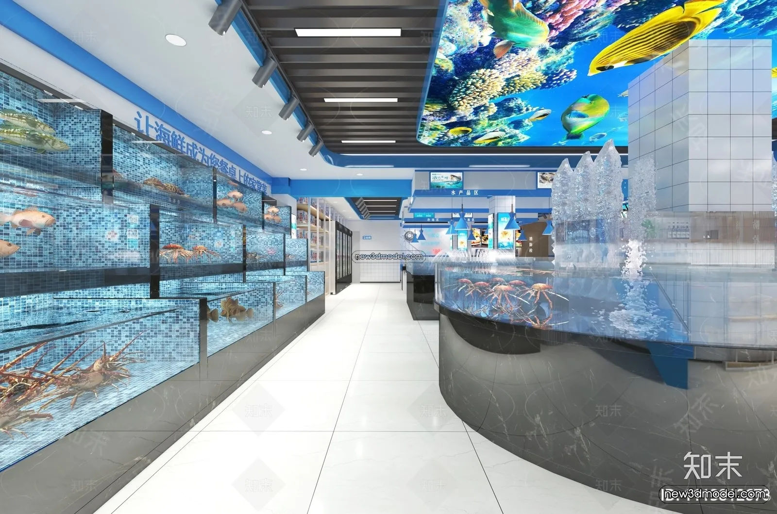 Seafood Restaurant 3D Scene - 3D Blocks - 065