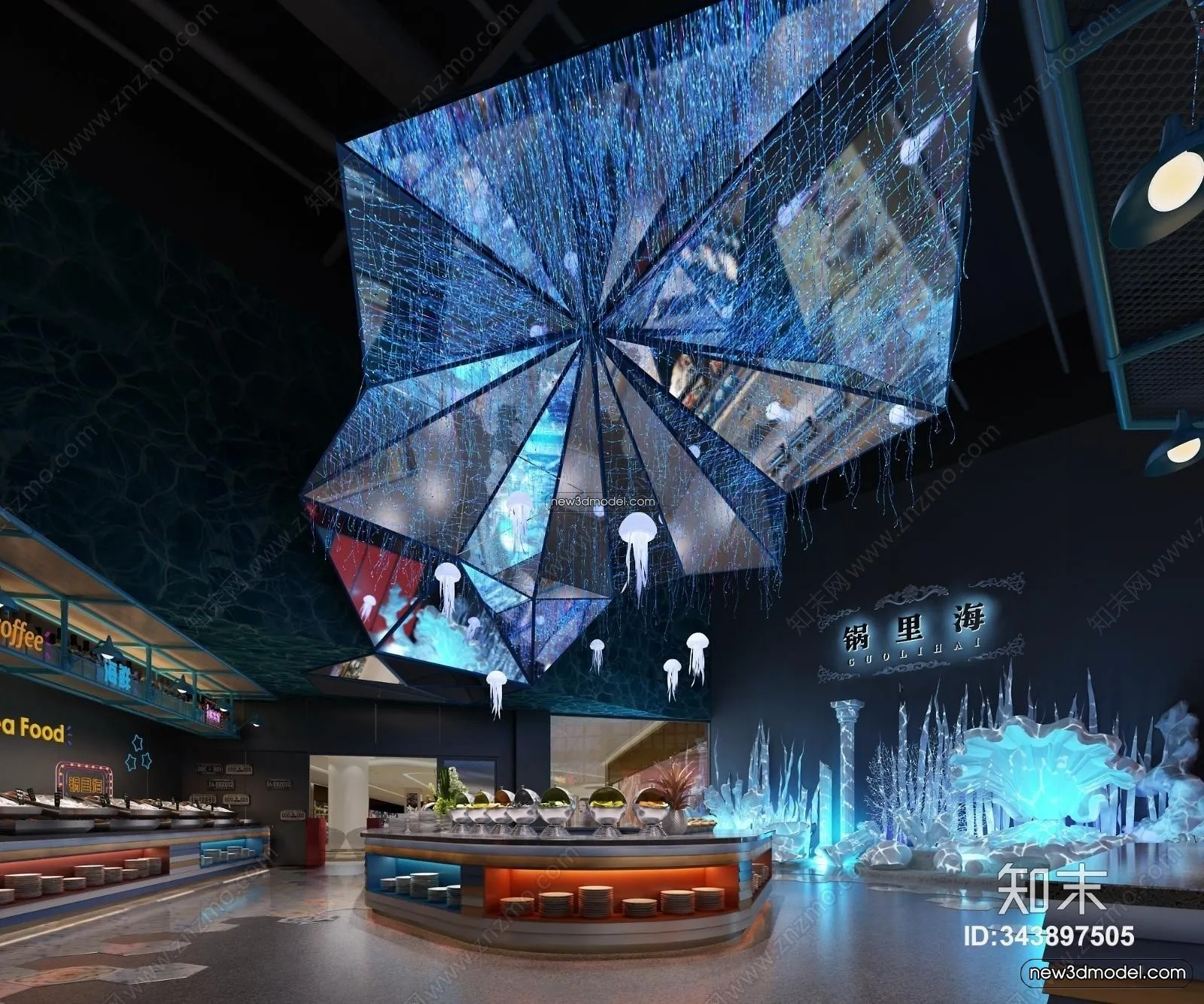 Seafood Restaurant 3D Scene - 3D Blocks - 066