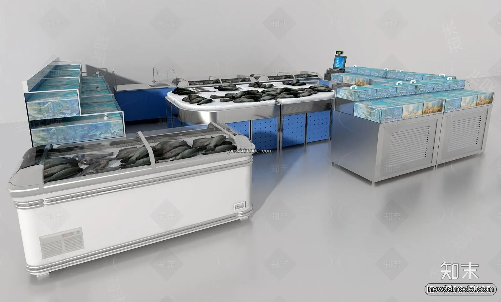 Seafood Restaurant 3D Scene - 3D Blocks - 070