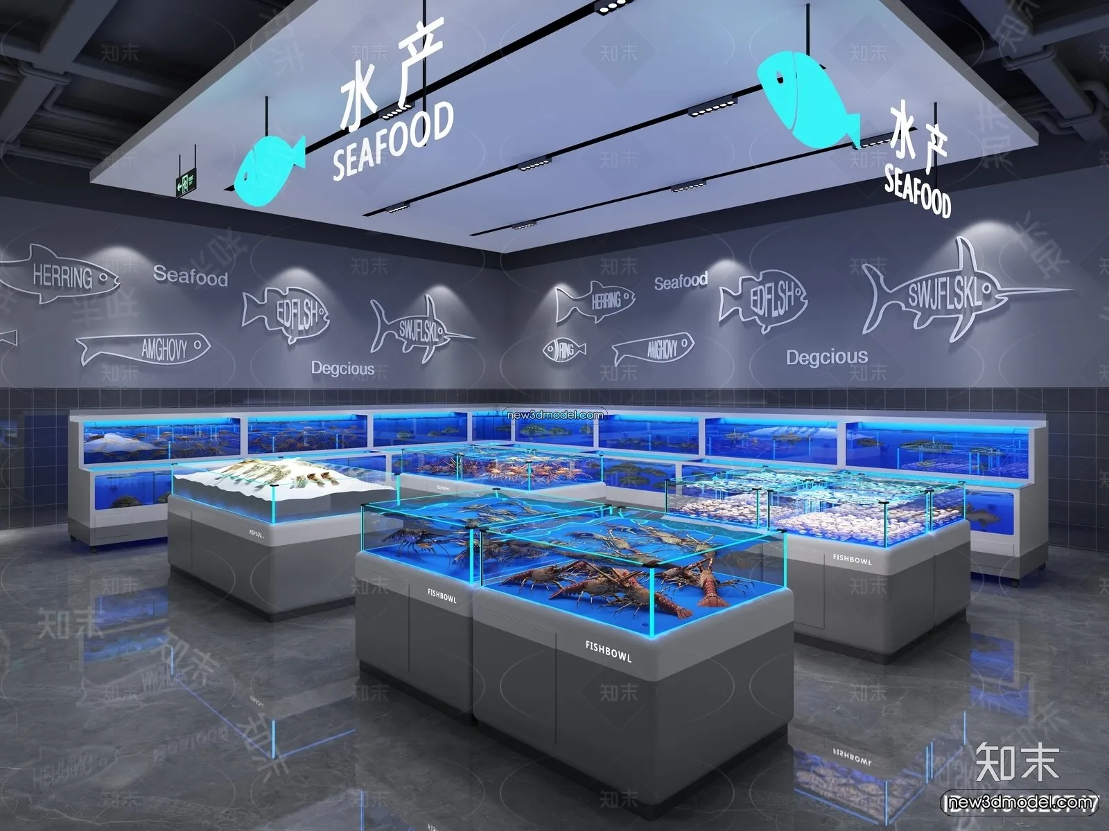 Seafood Restaurant 3D Scene - 3D Blocks - 076