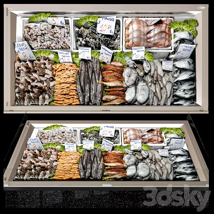 Seafood showcase 3 3D Model