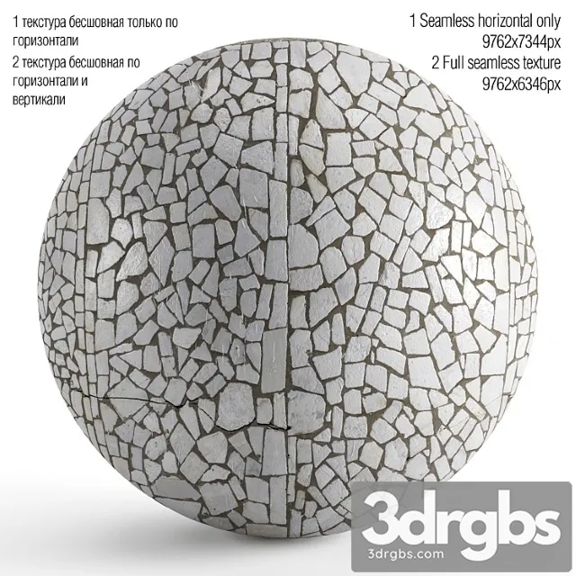 Seamless mosaic texture from chipped tiles. pbr 3D Model Free