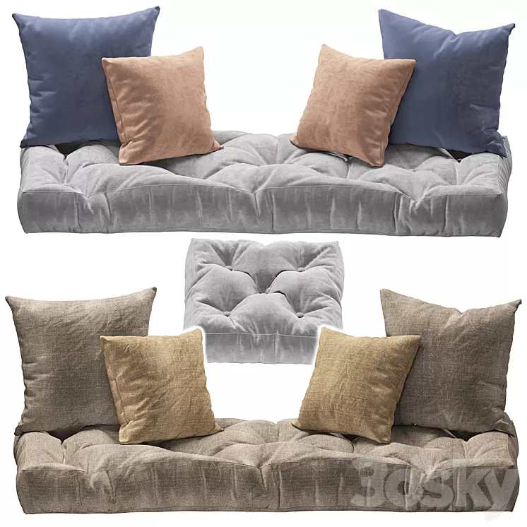Seat pillow set 3 3D Model