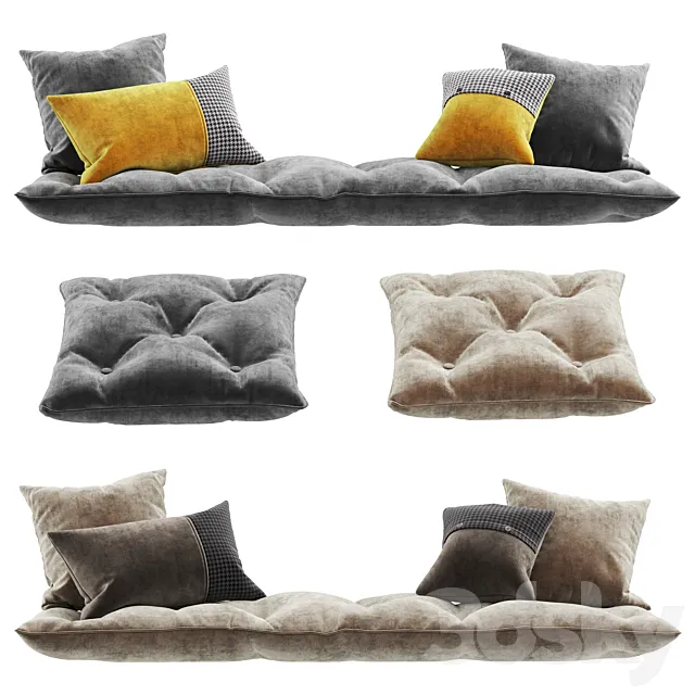 Seat pillow set 6 3DModel