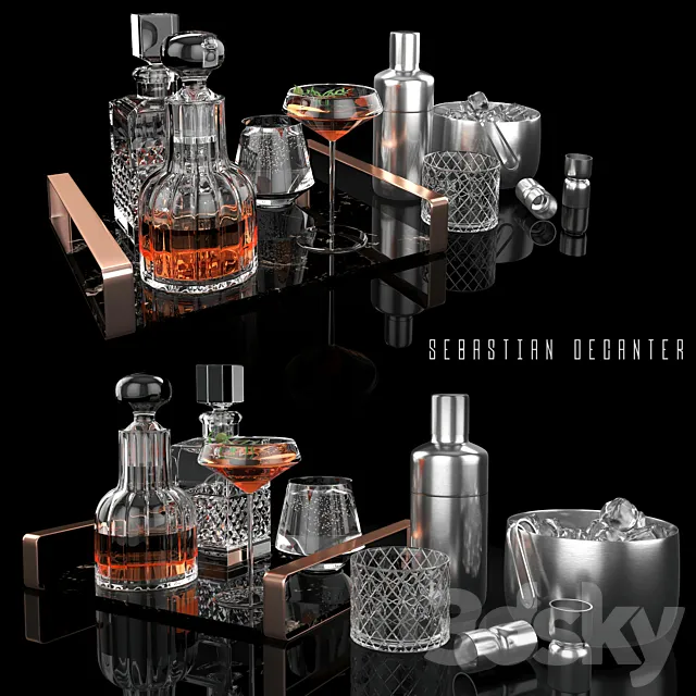 sebastian decanter whiskey set 3DModel