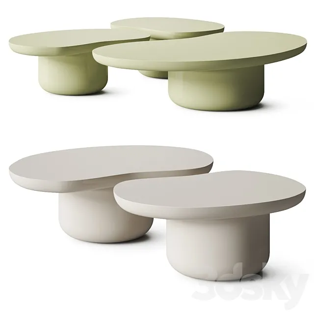 Secolo Laghi Monochrome Coffee Tables 3D Model