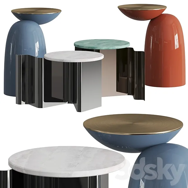 Secolo Pingu and Sketch Coffee & Side Tables 3DModel