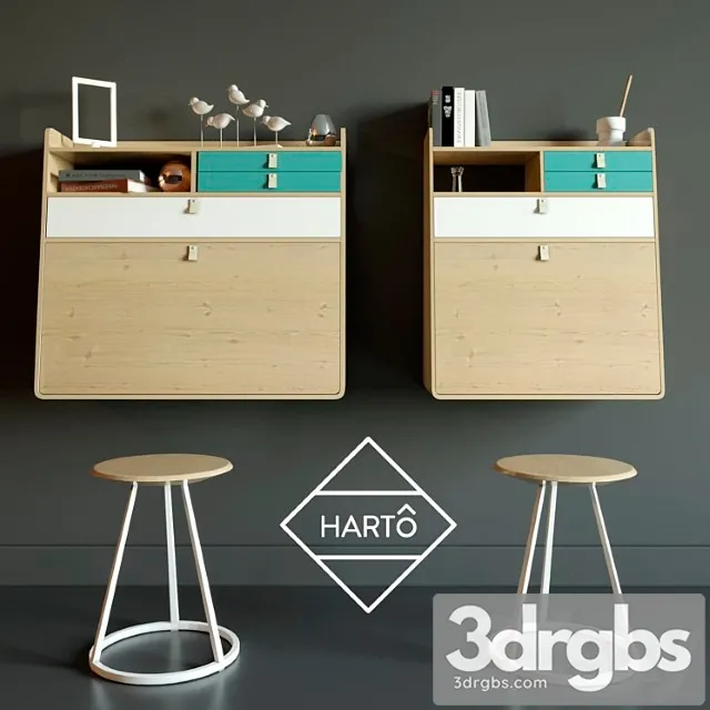 Secretary desk harto 2 3D Model Free
