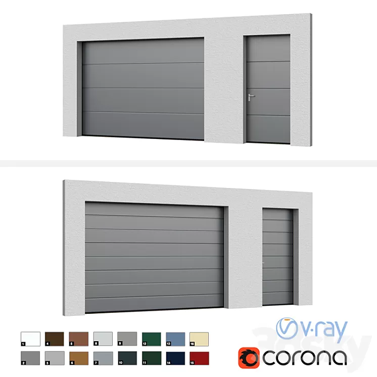 Sectional doors Hormann LPU open \/ closed with side door