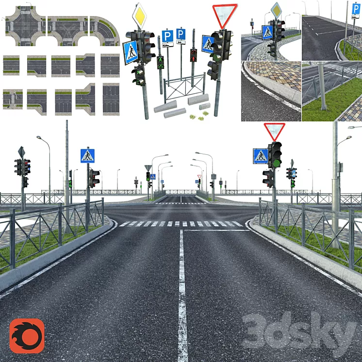 Sections of road 3D Model