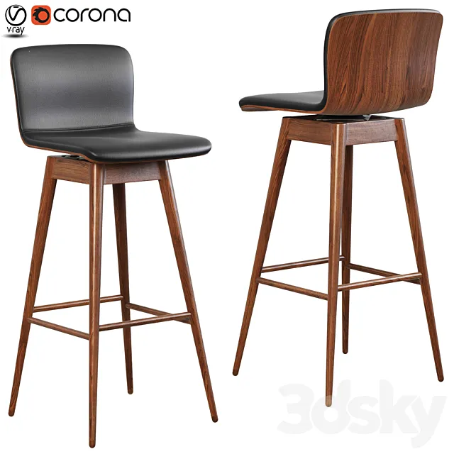 Sede Black Swivel Bar Stool 3D Model