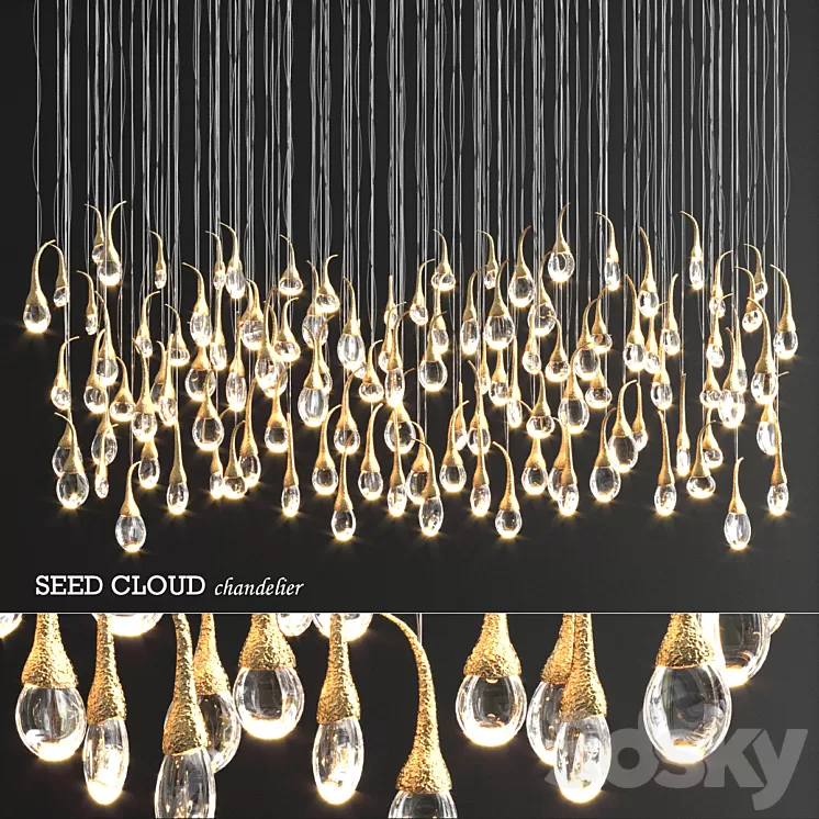 Seed Cloud 112 buds Chandelier by Ocher 3D Model