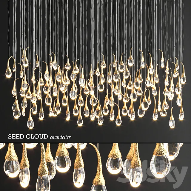 Seed Cloud 112 buds Chandelier by Ocher 3DModel