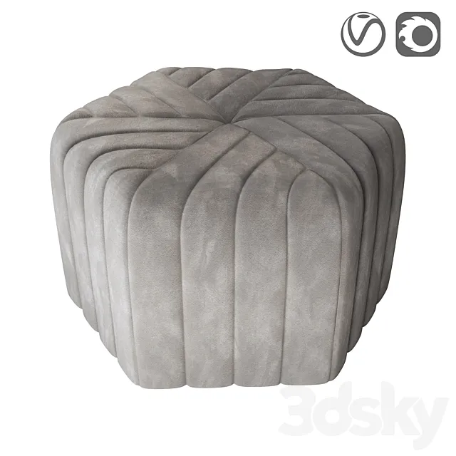 Seis velvet pouffe 3D Model