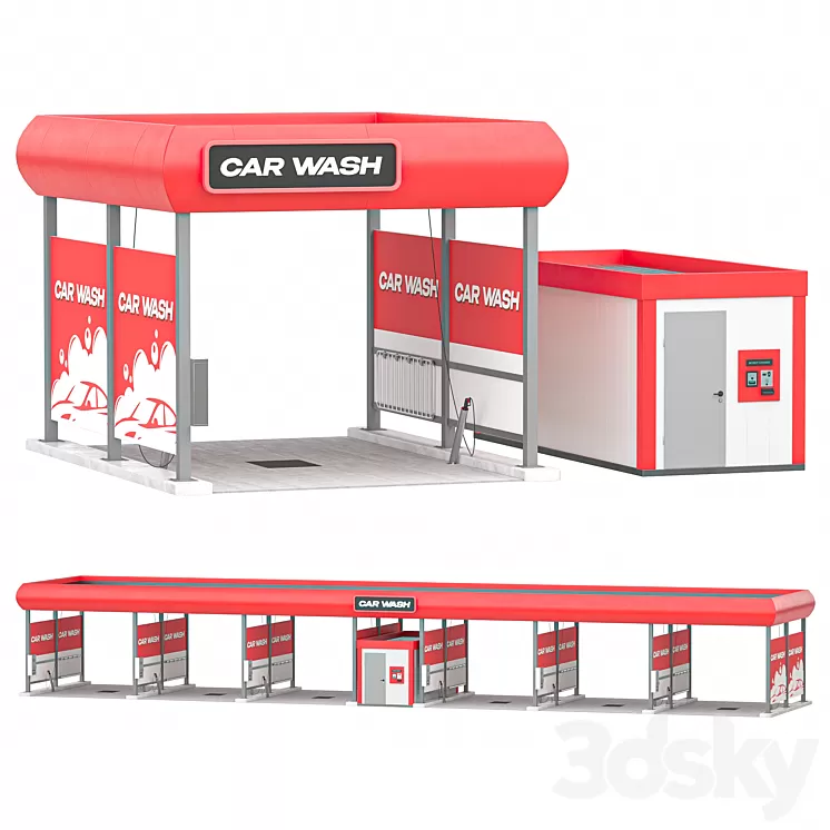 Self-service car wash 3D Model