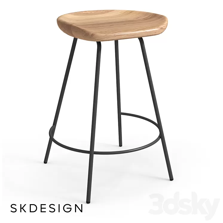 Semi-bar chair Jill on metal supports 3D Model