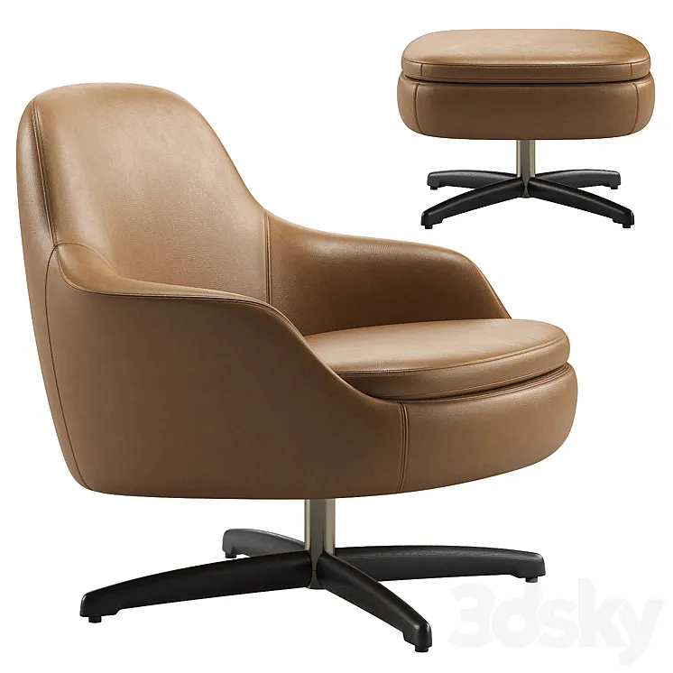 Sendai Swivel Armchair by Minotti 3D Model Free