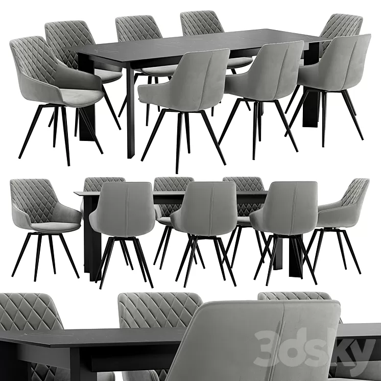 Seoul Dining Chair and Track Table 3D Model Free