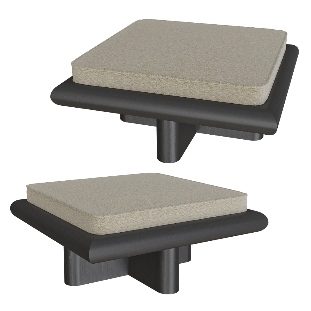 Serax - Bench S coco natural + frame tulipwood stained dark Taka 3D Model