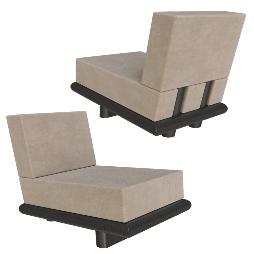 Serax - Sofa Velvet grey + frame oak black Ono 3D Model
