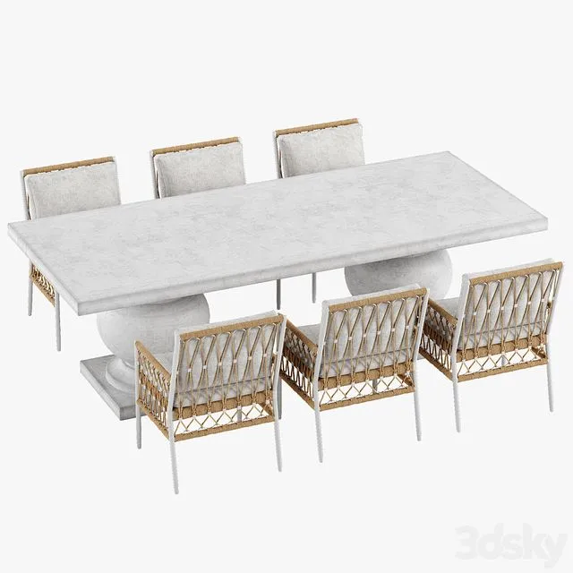 Serena and Lily Salt Greek chair Terrace table set 3D Model