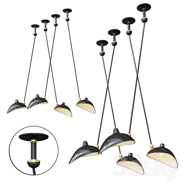 Serge Mouille Pendants 3D Model