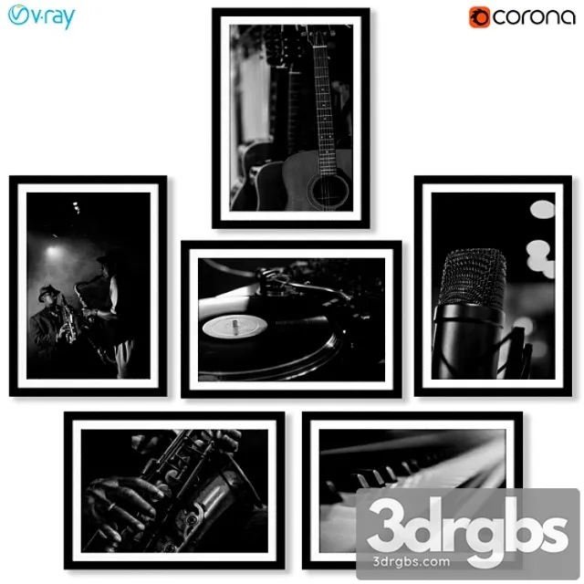 Series of Black and White Musical Instrument Posters Free Download