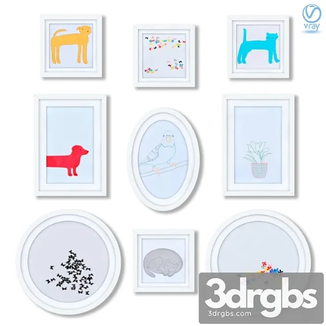 Series of Childrens Posters For Children's Room Decoration 1 3D Model Free